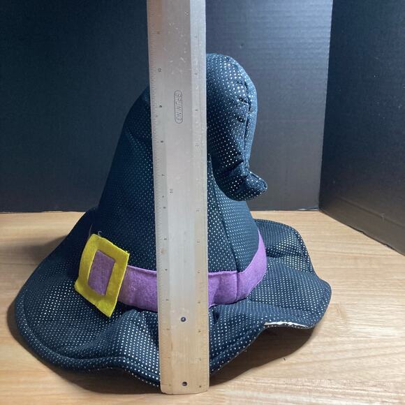 Witch Hat Plush Stuffed Holiday Decor Unbranded Blk Wht Purple. Pre-Owned - Picture 7 of 10